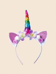 1/4 件独角兽头带，卡通发箍，公主生日派对头饰，适合派对、聚会、女孩生日礼物 - 彩色 - 查看 6