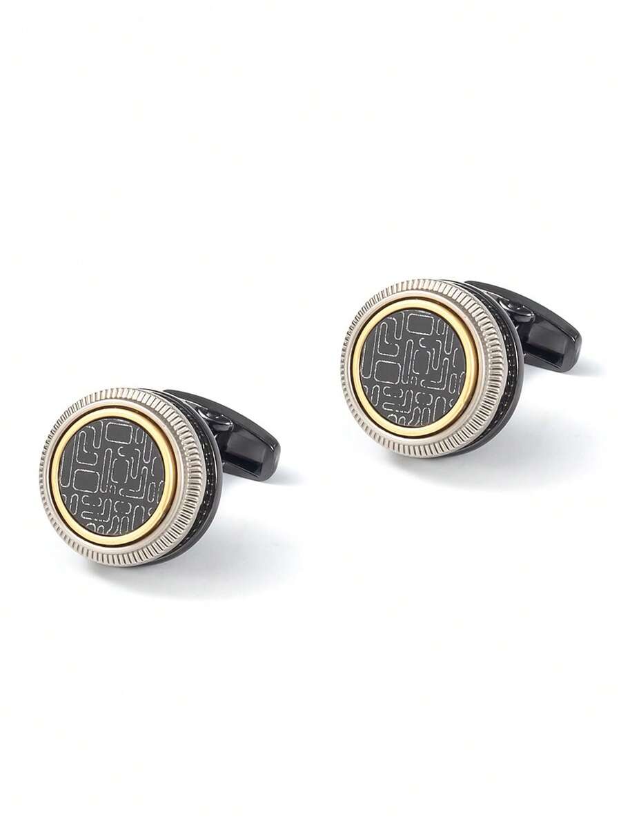 New Luxury Double-Layer Gun Black CD Disc Alloy Metal Cufflinks, Men's French Cufflinks - Fashion - View 1