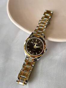 1 Pair Ultra-Thin Gold Waterproof Couple Watches, Korean Fashion Minimalist Luxury Business Casual Stainless Steel Quartz Wristwatches