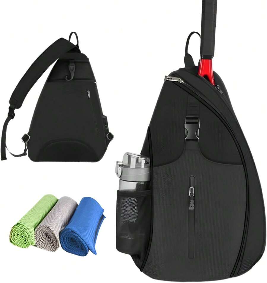 Bolsa de Tenis, Mochila Padel Resistente al Agua Raquetero, Cruzada Mochila Tennis Bag para Hombres y Mujeres pare Termo, Ropa, Bádminton, Pickleball y Otros Accesorios - Negro - Ver 1