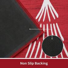 Christmas Kitchen Mat Washable Runner Rug Non Skid Kitchen Rugs And Mats Xmas Decorative Runner Mats Non-Slip Kitchen Floor Mat For Laundry Sink, 40*60 Cm+40*120cm - 紅色 - 查看 6