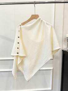 1 件女士披肩，新款时尚宽松针织披肩开衫，带胸针，时尚百搭，适合春秋季节 - 彩色 - 查看 7