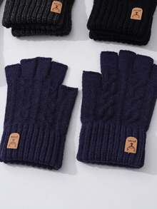 1 Par de Luvas Grossas e Confortáveis Tricotadas para a Primavera, Luvas Sem Dedos para Primavera para Homens e Mulheres - Mitenes de Lã com Dedo Móvel, Compatível com Tela de Toque, Macia e Respirável - Lavável à Mão, Acessórios Unissex para Primavera