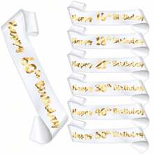 Perfect Birthday Gift - Sparkling Golden Foil Sash For Ages 16,18,21,30,40,50,60 - Party Decoration