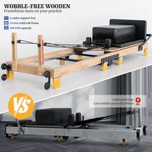 Solid Wood Home Pilates Reformer 91" Foldable Gym Equipment With Adjustable Height, 500LBS Capacity, Jump Board & Anti-Slip Wheels For Total Body Toning - trắng - Xem 3