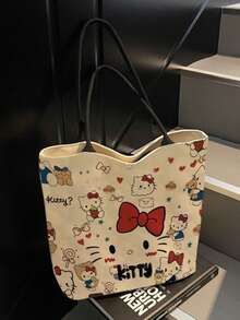 SANRIO Bolso de lona, bolso de hombro de gran capacidad, bolso de mano lindo para el transporte, con correa de hombro, regalo de moda para el trabajo y los viajes - Multicolor - Ver 9