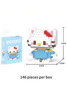 Seturile de blocuri de construcție Sanrio Hello Kitty My Melody Sanrio pot îmbunătăți concentrarea, decorarea camerei cu blocuri de construcție, cadouri de ziua de naștere, seturi de materiale pentru artizanat, model de animale de asamblat, personaje. (Cutie de culori ambalaj aleatoriu) - Multicolor - Vizualizare 15