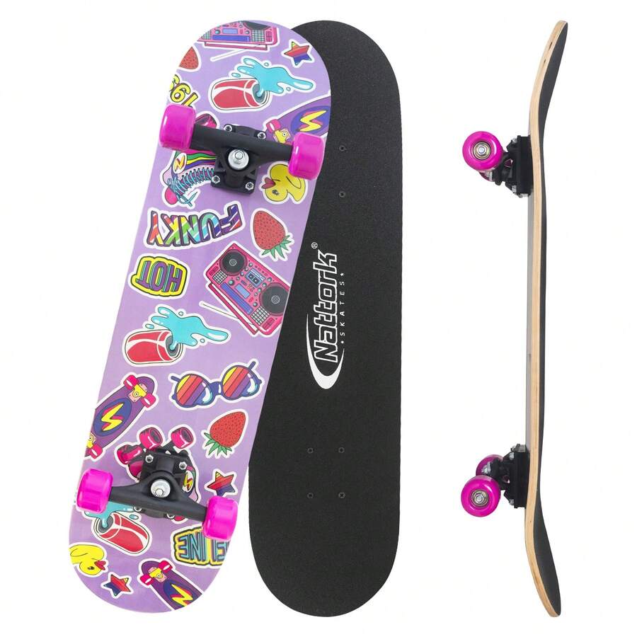 Standard Skateboards 31 Inch Complete Skateboard For Beginners Wood 9 Layer Maple Trick Skate Boards For Boys Girls Youth Teens Adults - Nhãn dán - Xem 1