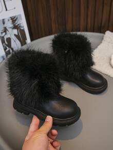 1 par de botas lindas y de moda para niñas, botas cálidas para la academia y exteriores, botas casuales para todas las estaciones, otoño/invierno