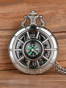 Steampunk Plain Pocket Watch, Black Quartz Necklace Pocket Watches Chain For Men And Women, Birthday, Wedding And Anniversary Gifts