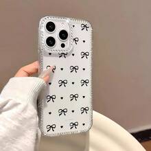 Custodia per telefono morbida e trasparente con fiocco e glitter, compatibile con 17, 11, 16, 14, 13, 12, 15 Pro Max, Air, in silicone, antiurto, cover compatibile con 17 Pro, 17 Pro Max, 17