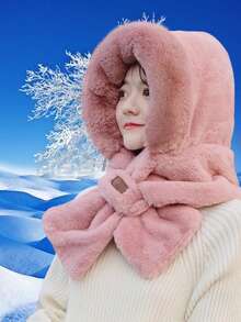 1pc Thermal Lined Ski Hat, Winter Outdoor Sports Beanie With Scarf, Warm Ear/Face/Neck Protection, Cute Plush Winter Sports Cap - Multicolor - View 3