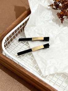 1 Pair Minimalist Luxury Metal Matte Black Hair Clips, Elegant Bangs Clips Hair Accessories, Hair Slide, Hair Barrettes