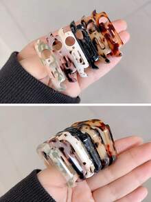 1pc Resin Nougat Color Hard PC Watch Protective Case, Hollow Design, Shock-Resistant, Protective Shell, Compatible With Apple Watch 38/40/41/42/44/45/46mm, Compatible With Apple Watch Series SE/11/10/9/8/7/6/5/4/3/2/1, Smart Watch Protective Case Accessory - Nougat (hollow Case) - View 7