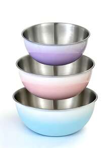 Meoky Stainless Steel Mixing Bowl Set, 3-Piece Nesting Bowls For Cooking, Baking, Salad, And Meal Prep | Stackable Design, Easy To Clean, Durable And Versatile For Kitchen Use