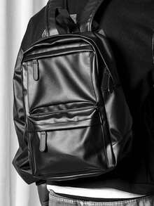 حقيبة ظهر رجالية من جلد البولي يوريثان مقاومة للماء، حقيبة سفر عصرية، مناسبة لحمل كمبيوتر محمول 15.6 بوصة