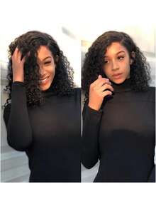 8-16 Inch Short Curly Human Hair Wig 200% Density,Perfect For Daily Use,Curly Hair Wig 13x4 Transparent Frontal Lace Wigs For Women Suitable For All Easy To Wear Short Wet Water Wave Wigs Hair Wig Pre-Plucked Kinky Curly Wave Bob Wig - SNatural - View 5