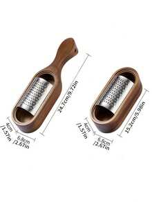 1 件不锈钢奶酪磨碎器，带红木储物盒，奶酪切碎工具 - 彩色 - 查看 8