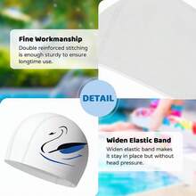 LENGLAGE Gorro De Natación para Mujeres Y Hombre, Gorras De Natacion para Cabello Largo, Gorras para Nadar para Adulto, Elásticos PU Gorro De Natación Impermeable de Antideslizante - Blanco - Ver 4