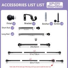 适用于 54-156 英寸窗户的窗帘杆,5/8 英寸装饰浴帘杆套装,哑光黑色拼接单窗帘杆带支架,适用于浴室、卧室、客厅、户外露台、厨房,小型窗帘杆浴室配件浴室工具 - 黑色 - 查看 18