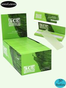 2000 张/50 册 - 卷烟纸 11/4 卷烟纸 - 绿色未漂白卷烟纸 - 天然阿拉伯胶卷烟纸 - 44*78 毫米绿色卷烟纸 - 经典超薄卷烟纸燃烧顺畅。 - 綠色 - 查看 11