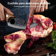 Cuchillo Viking para carnicero de carne, Cuchillo Forjado A Mano Con Vaina, Cuchillos Chef De Cocina, Acero De Alto Carbono, Aplicar Para Hogar, Camping, Barbacoa, Restaurante, Corte De Carne, Sin Hueso. - Marrón - Ver 6
