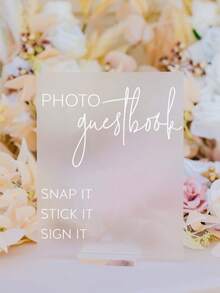 1 件照片留言簿 Snap It Stick It Sign It 透明玻璃外观亚克力婚礼标志、照片亭站留言簿 Lucite 桌标、迎婴派对装饰、婚礼装饰、生日派对、毕业典礼、订婚、公司活动、追悼会、葬礼、盛大开幕、新娘送礼会
