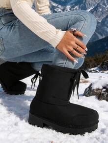 Nowe zimowe, wodoodporne, antypoślizgowe, krótkie buty sportowe Outdoor Sports, buty narciarskie, buty wysokie z grubą podeszwą dla mężczyzn i kobiet - Czarne - Zobacz 3