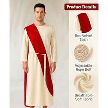 2025Adult Long Robe Costume For Men With Belt Stage Play Festival Holiday Party Performance Outfit - Lớn - Xem 6