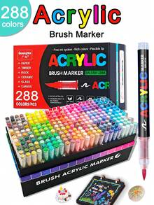 أقلام تلوين سائلة أكريليك متعددة الألوان 360/288/240/168/120 لون، للرسم الفني الاحترافي للطلاب، أقلام ملونة بطرف ناعم، قابلة للتكديس على الورق لكتب التلوين DIY، مناسبة للزجاج والحجر والفن على الجسم المقاوم للماء، هدية عيد الميلاد - متعدد الألوان - مشاهدة 1