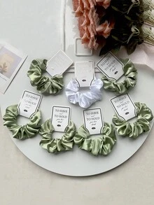 7pcs Satin Scrunchies For Weddings, Red/White Versatile & Sweet Hair Ties Suitable For Weddings, Bachelorette Parties, Bridesmaid Gifts, Women Gifts Scrunchy Hair Ties, Casual