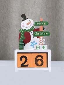 1pc Wooden Creative Christmas Cartoon Desktop Decor Gift Box Packaging Perpetual Calendar, Halloween, Halloween Decoration