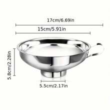 1个不锈钢多用途宽口漏斗，大直径耐热漏斗，适用于沙拉酱、油、牛奶、酱汁、果酱、葡萄酒等，厨房工具 - 易于倾倒和清洗 - 彩色 - 查看 9