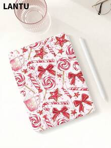 1pc Cute Christmas Bow Candy Polka Dot Pattern Flat Protective Case, Compatible With IPad 10.2" / IPad Pro 11" 2020/2021, IPad (A16) 11" 11th Gen 2025 IPad 9th/10th, IPad Air 4th 10.9", Galaxy Tab S6 Lite 10.4", /, Anti-Drop, With Pencil Slot, Support Sleep/Wake, Romantic Gift