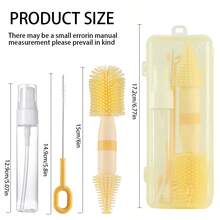 KUNT 1 Set Portable Newborn Baby Bottle Brush Storage Box Kit, Baby Nipple Brush Draining Rack Travel Accessories - Multicolor - View 9