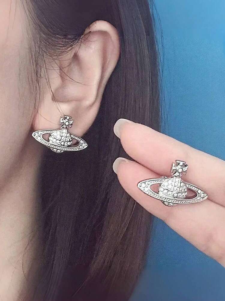 Vivienne Westwood Mini Bass Relief Earrings Silver | SHEIN USA