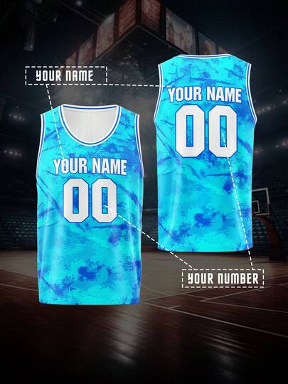2025 Summer & Autumn Custom Basketball Team Name & Number, Plus Size Basketball Jersey, Casual Breathable Round Neck Vest, Basketball Enthusiast Exclusive Jersey, Custom Game Day Apparel, Plus Size