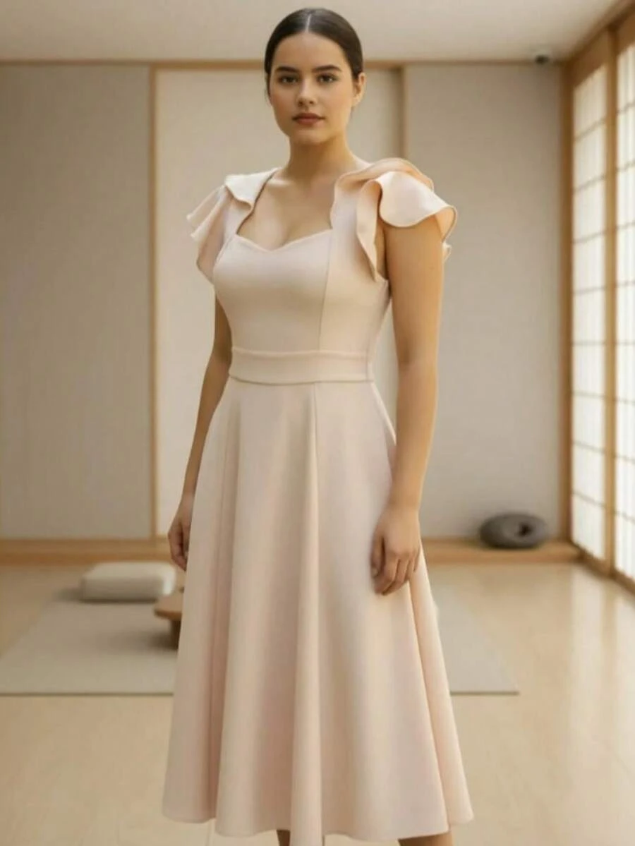 Elegant Women's Midi Dress Party Formal And Evening Summer - 裸體 - 查看 1