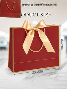 5pcs/1pc-Landscape-Style Kraft Paper Gift Bags, Shopping Bags, Packaging Bags With Handles, Bow-Decorated Handbags, Trick Or Treat, Halloween, White Large-Capacity Paper Bags, Halloween, Thanksgiving, Christmas, New Year, Wedding, Birthday Gift Packaging Bags, Simple Solid-Color Shopping Bags, Small Business Supplies