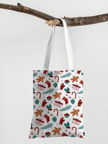 1 Stück Weihnachtsbaum Muster Tragetasche, große Kapazität Schultertasche, Damen Lässig Handtasche, Segeltuch Tragetasche geeignet für Arbeit, Schule, Einkaufen