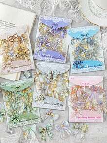 CANDY POETRY 20张/包蝴蝶结主题贴纸，创意美学贴纸，DIY装饰剪贴簿工艺材料，节日礼物，个性化剪贴簿学习用品文具 - 查看 3