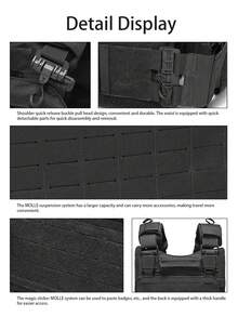 单键快拆式狩猎背心，可扩展可拆卸，激光穿孔，耐磨防撕裂，适合户外运动和活动