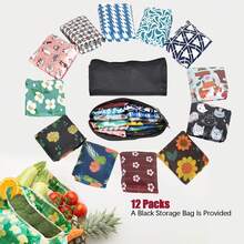 12 Pack Reusable Grocery Bag, Foldable Shopping Bag, Large Capacity Gift Tote Bag, Storage Bag For Groceries - Multicolor - View 4
