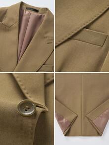Men's Classic 3-Piece Business Suit Set | Classic Peak Lapel Blazer, Vest & Trousers For Wedding, Office & Formal Events - 棕色 - 查看 6