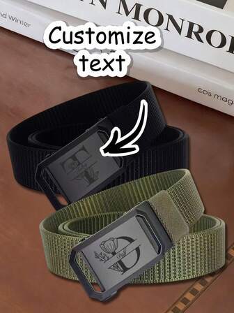 1pc Customized Engraved Unisex Canvas & Nylon Belt - Personalized Belt With Dad, Mom, Wife, Husband Or Boyfriend/Girlfriend Name. Unique Handmade Gift For Father's Day, Mother's Day, Birthday, Anniversary Or Special Occasion. A Creative And Personalized Belt