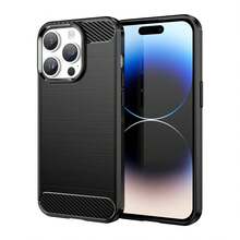 Max Power Digital Funda para Apple iPhone 14 Pro Max  Carcasa Protectora Antigolpes Silicona Negra Diseño Fibra de Carbono Resistente Absorción de Choque [Compatible Carga Inalámbrica] - Negro - Ver 1
