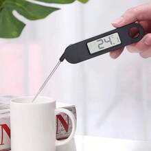 ‍ Termómetro Digital de Cocina con Aguja Plegable  Mide con Precisión la Temperatura de Carnes, Líquidos y Alimentos  Incluye Pantalla digital de fácil lectura, Apagado Automático, Imán y Arillo para Colgar - Negro - Ver 1