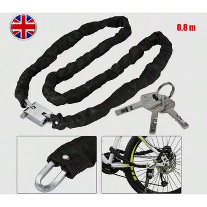 80CM Heavy Duty Steel Strong Motorcycle Bike Outdoor Safety Chain And Padlock Lock UK