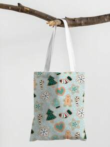 1 Stück Weihnachtsbaum Muster Tragetasche, große Kapazität Schultertasche, Damen Lässig Handtasche, Segeltuch Tragetasche geeignet für Arbeit, Schule, Einkaufen