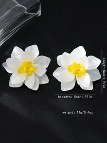 1 Pair Handmade Floral Stud Earrings, Unique Design Daisy Flower Earrings, Acrylic Petals, Cute & Versatile For Daily Wear
